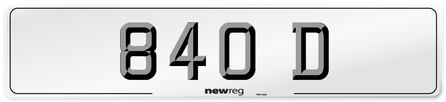 840 D Number Plate from New Reg